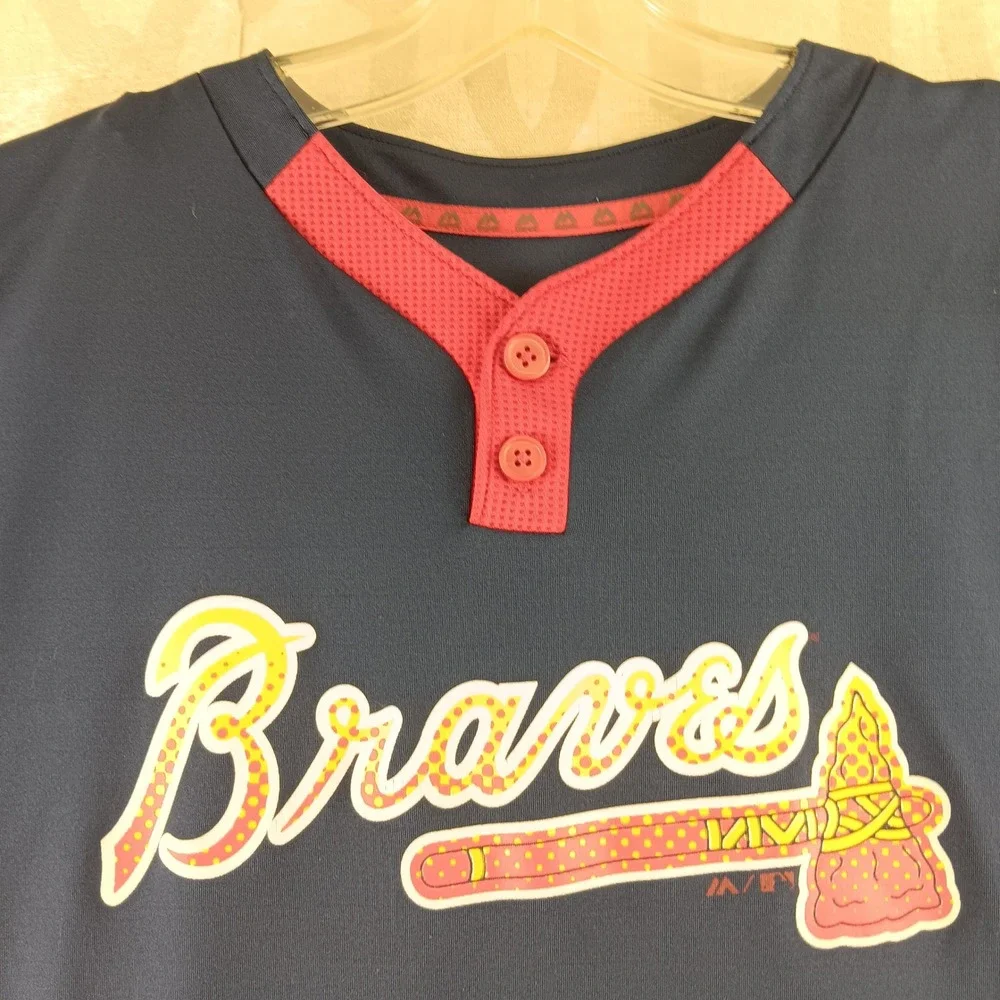 Majestic Atlanta Braves Youth XL Baseball Jersey Number 7 Cool‎ Base